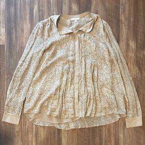 Joie Women’s Brown Snakeskin Tassa Silk Chiffon Blouse